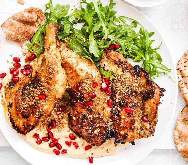 Cumin-Crusted Chicken With Kale Salad and Hummus Dressing - Healthy Dinner Ideas