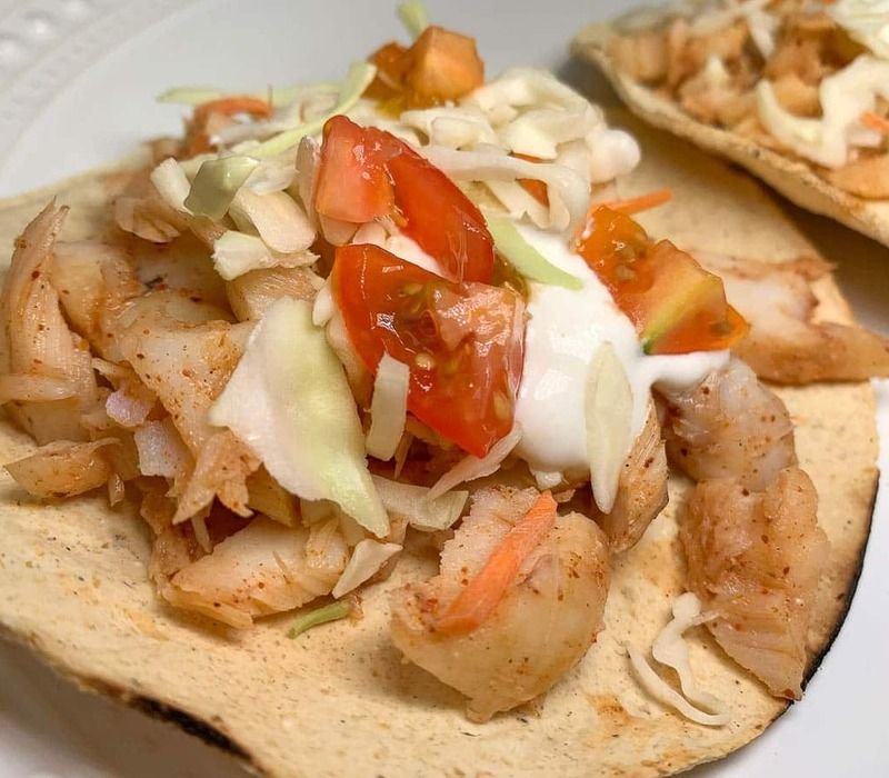 Fish Tostadas with Stew Lime Cream