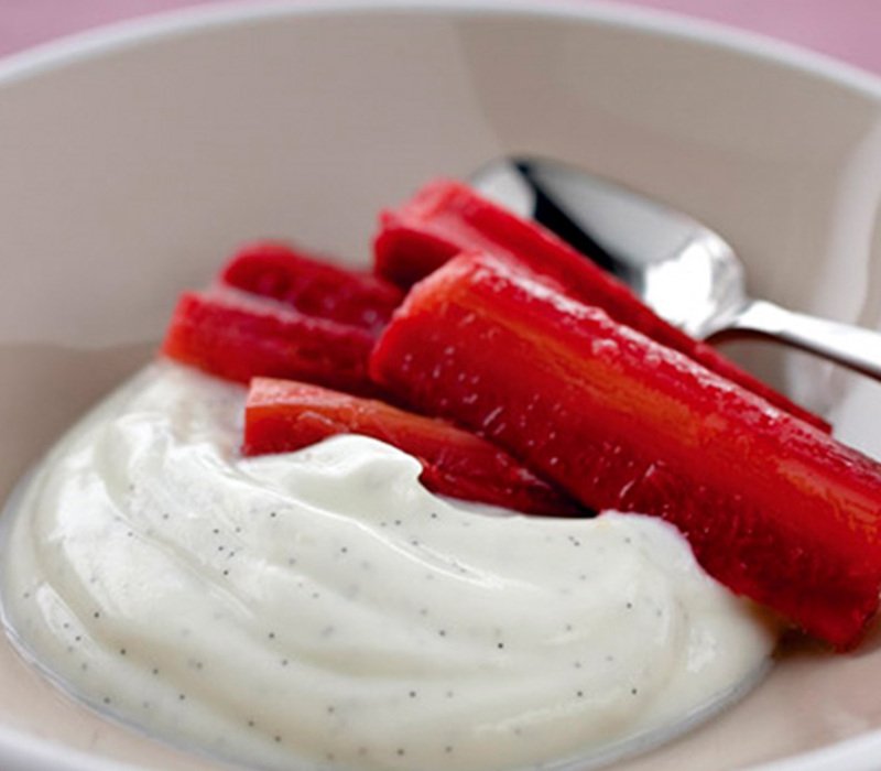 Poached Rhubarb with Yogurt - Healthy Desserts