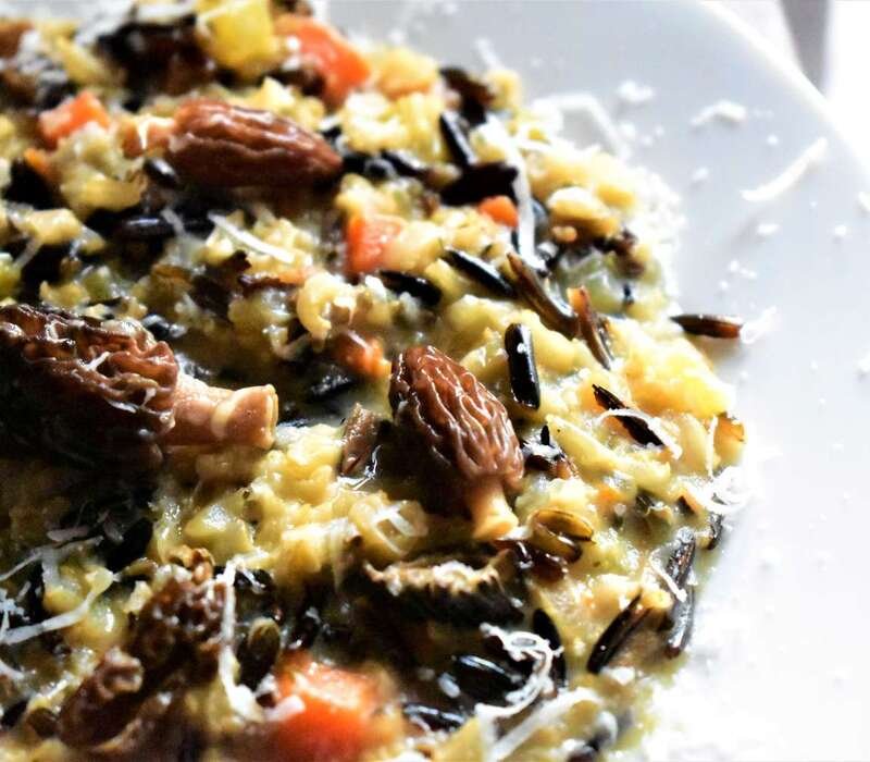 Wild Rice and Mushroom Risotto With Broiled Garlic